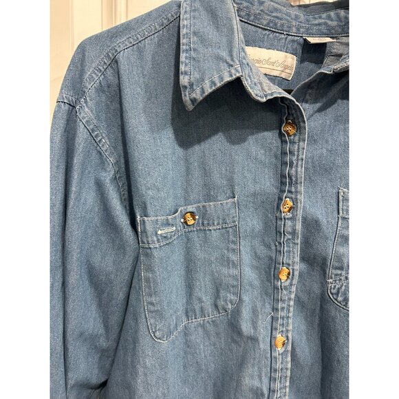 Giorgio Sant Angelo Sz M Denim Shirt Button Down Front Pockets Long Sleeve Blue - Picture 4 of 9
